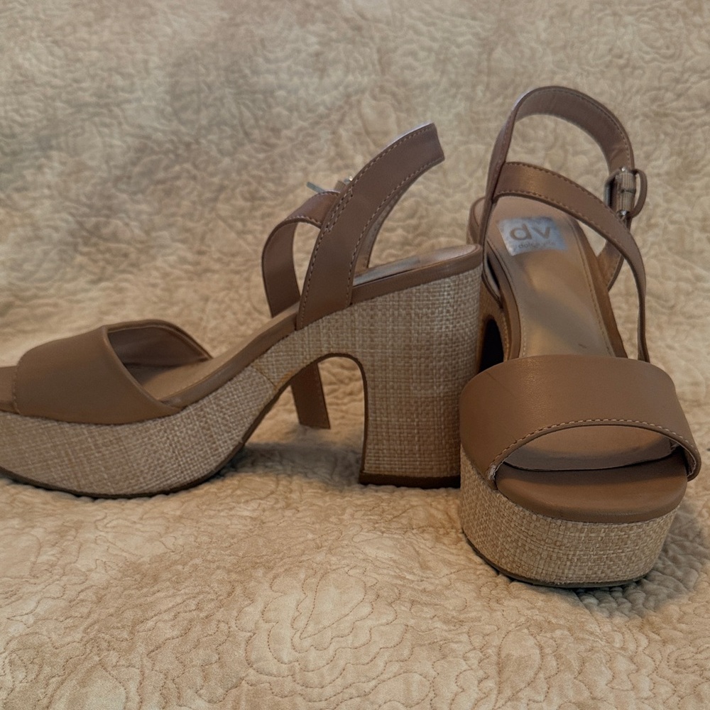 DV by Dolce Vita Beige Platform Slingback Sandals